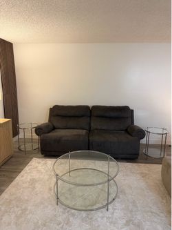 Reclining Loveseat  & Glass Table Set – Great Condition
