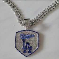 Dodgers Necklace Pendant Cuban Chain