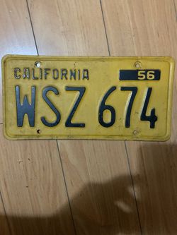 Classic vintage California 1956 license plate