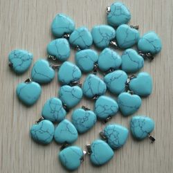 6PCS Charming  Quartz Stone Heart Pendant Bead Jewelry Accessories