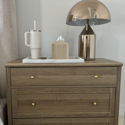 Set of 2 Dresser Nightstand Oak 3 Drawer 33.9 x 30.9 
