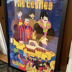 Beatles Yellow Submarine Framed Poster Like New