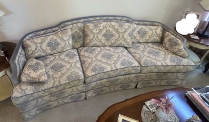 Vintage Traditional Curved Brocade Sofa