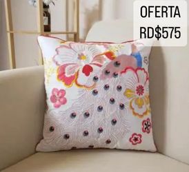 2 Embroidered Peacock Throw pillow Covers