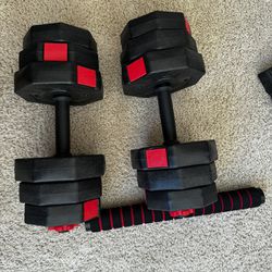Adjustable Dumbbells - Can Be Converted To Barbell