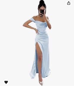 Baby Blue Satin Dress 