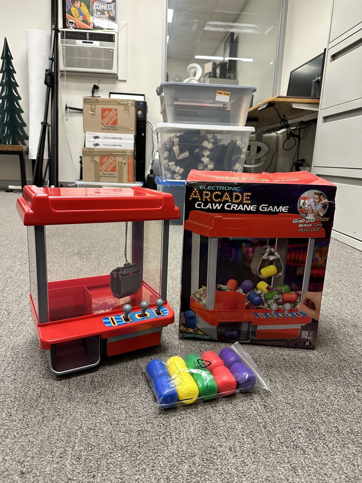 Electronic Arcade Claw Crane Game Red Battery Operated