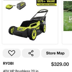 Lawn Mower Push Ryobi 40v 20in