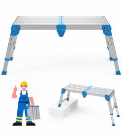 Folding Work Platform, 500 lbs Capacity, One-Touch Fold, Larger Blue