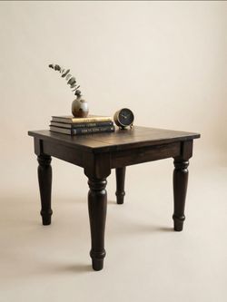 Dark Wood Side Table with Turned Legs