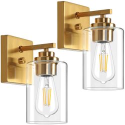 VerRon Modern Gold Vanity Sconces, 2-Light