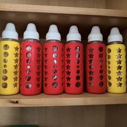 New, Unused 8oz Glass Baby Bottles With Protective Covers 