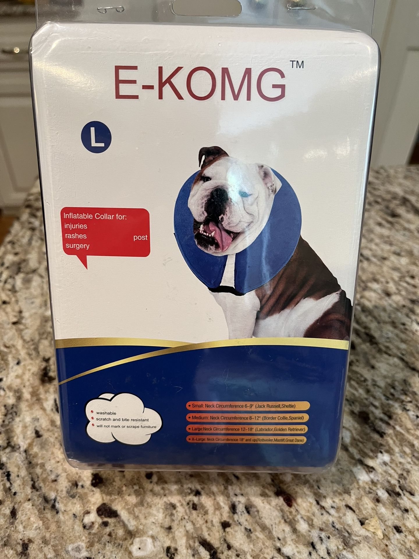 NEW E-KOMG Inflatable Collar For Injuries, Rashes, Surgery 
