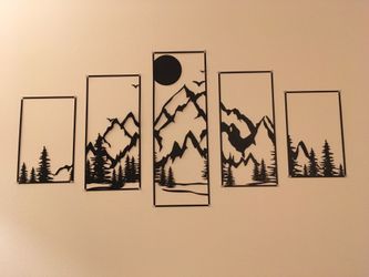5 pack Metal Mountain wall decor