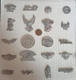 (20)Harley Davidson pins .New Old Stock.(pewter double back pins)
