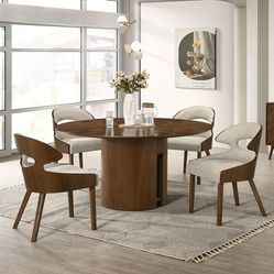 5 piece round dining set mid century modern brand new in box firm price $799