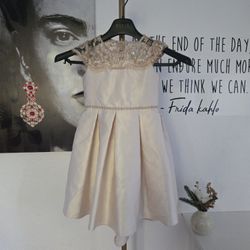 Rare Editions Elegant Cream Lace Kids Dress Size 6