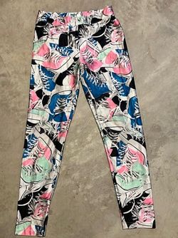 Justice Vintage Girls Spandex Leggings with colorful sneakers Sz 12