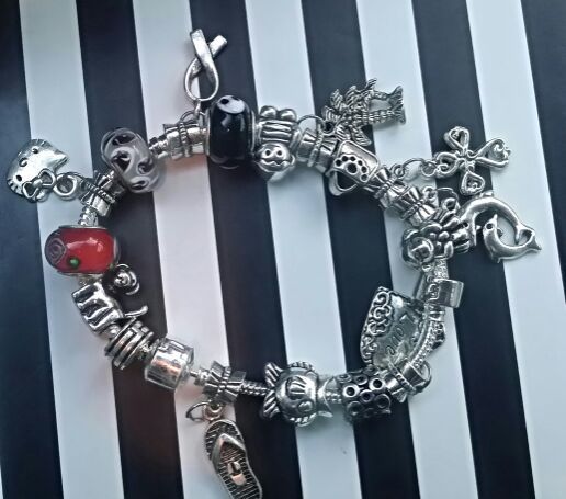 Pandora Style bracelets, murano glass beads, silver plate charms, spacers... Made to order or as pictured Starting at $12.00 (bracelet w/5 charms)