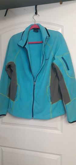 MAMMOTH MOUNTAIN PERFORMANCE FLEECE TORQUOISE BLUECW CELL PHONE POCKET &SIDE POCKETS SIZE L