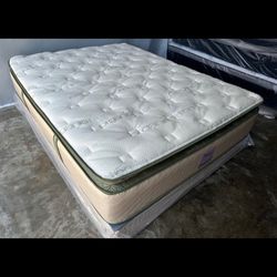 Kingg Size Organic Hybrid Gel Pillowtop Matresandboxspring