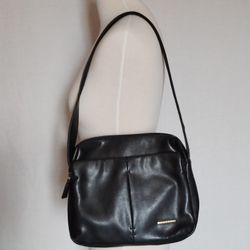 Vintage Koltov Black Vegan Leather Organizer Built in Wallet Handbag, Nice!