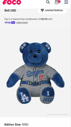 50 Home Run 50 Stolen Base Ohtani Plush Bear