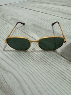 CEV Collection Gold Frame Green Lens Sunglasses w/ Original Case