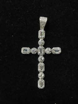 Sterling Silver Cz Cross Pendant
