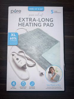 Pure Enrichment PureRelief XL Heating Pad - 12" x 24" Electric Heating Pad for Back Pain & Cramps, 6 Heat Settings - (  Sea Blue  ) 