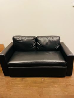 Black Faux Leather Sectional Couch