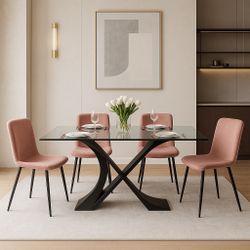 New Modern Set of 4 Pink Fabric Upholstered Dining Chair Upholstered Side Chair (Set of 4)  New in box 0062/0101  Features * After a simple 1-click as