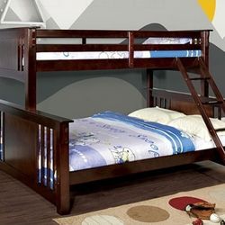 Brand New Espresso XL Twin Over Queen Bunk Bed 