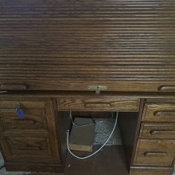 Large Roll Top Secretary Desk