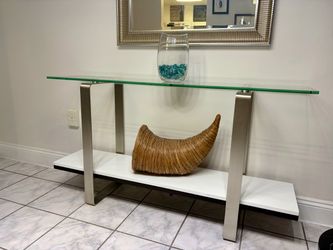 Glass Top Console Table with Lower Shelf
