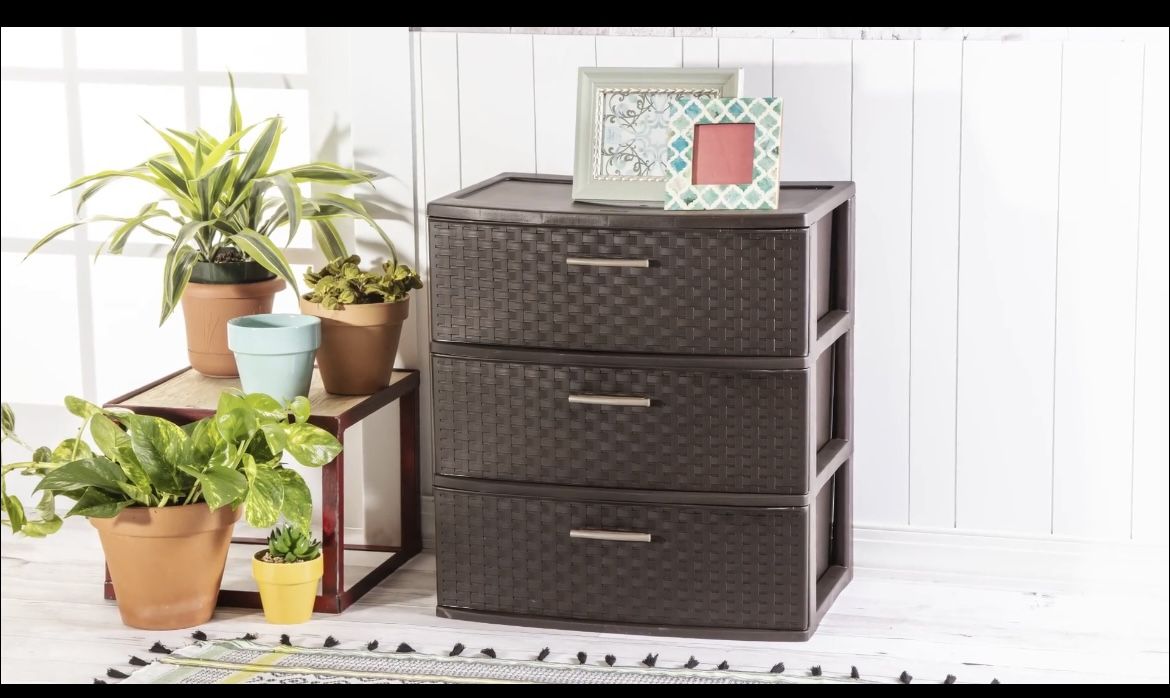 3 Drawer Wide Brown Storage Unit