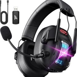 Wireless Gaming Headset for PS5, PS4, PC, USB Over Ear Gaming Headphones with Noise Canceling Mic, Bluetooth 5.3, 100H Battery, Low Latency, Foldable 