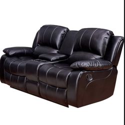 Bonded Leather Reclining Loveseat 