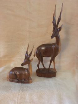 Wooden Hand  Made Deers 