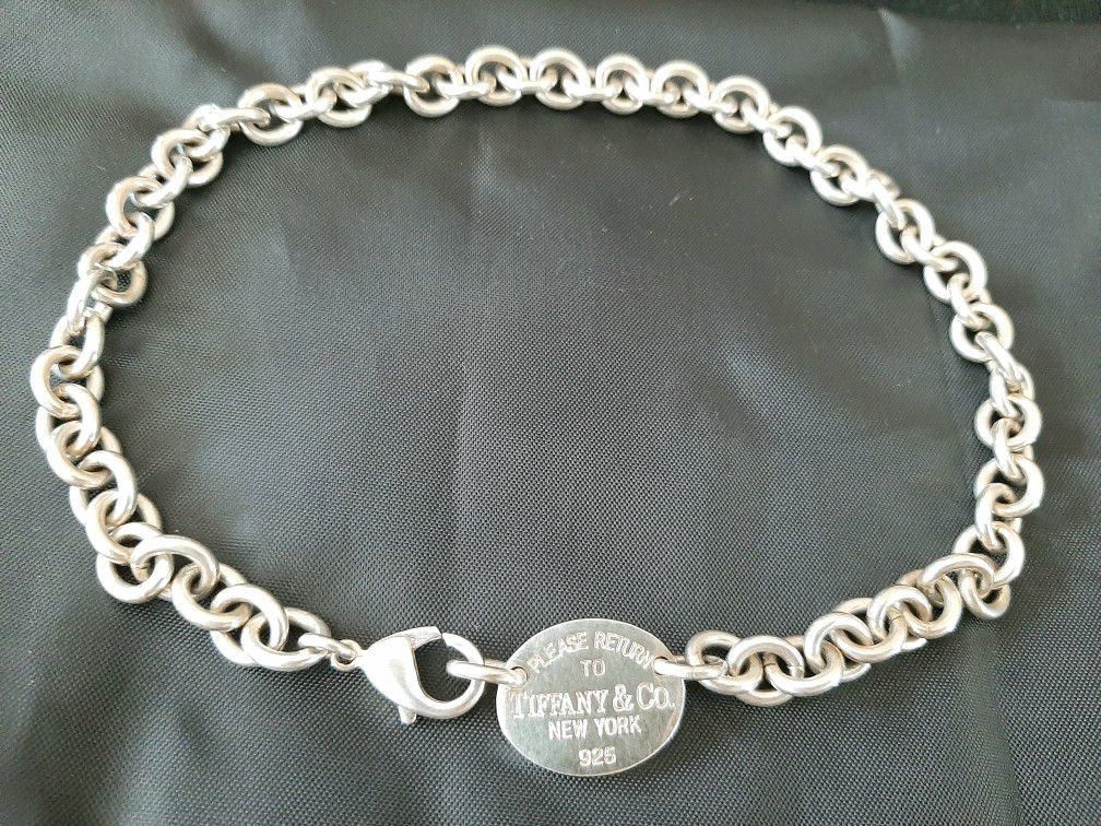 Please Return to Tiffany & Co 925 Oval Tag, 17" Necklace