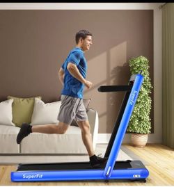 4.75HP 2 In 1 Folding Treadmill W/Remote APP Control Navy New in box.