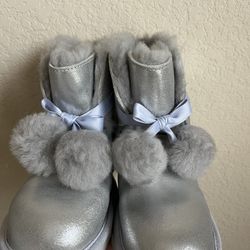UGG Kids' Gita Metallic Pom-Pom Boots
