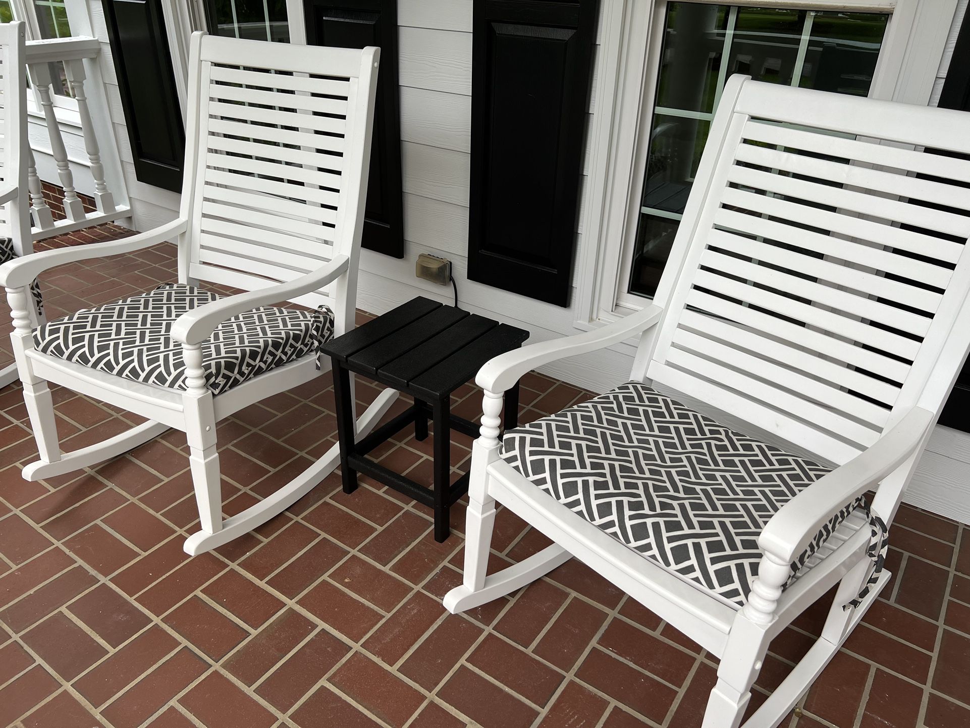 Two White Outdoor Rocking Chairs - Excellent Condition 