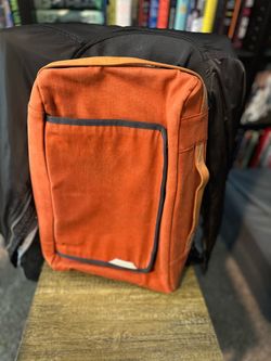 Orange RawRow Canvas Backpack with Leather Trim
