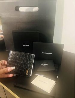 Saint Laurent Men’s Croc Embossed leather wallet