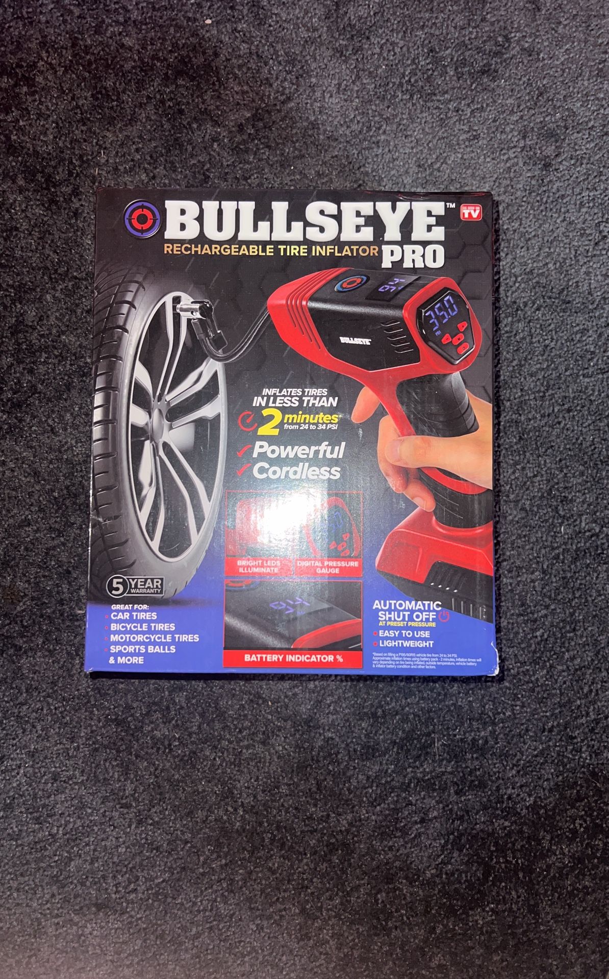 Bullseye rechargeable Tire Inflator Pro
