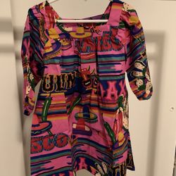 New Size 6 Girls Dress Colorful Mexican Imported Fabric 100% Cotton