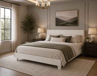 Full Bed Frame with Adjustable Headboard, Faux Leather Platform Bed with Wood Slats, Heavy Duty Mattress Foundation, No Box Spring Needed, Noise-Free,