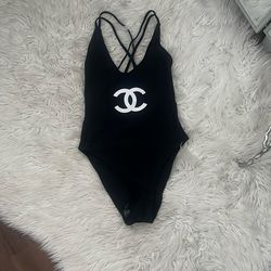 Chanel CC Black White One Piece Swim Body Suit