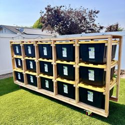 Storage Tote Rack On Wheels Customized - También Hablo Español 
